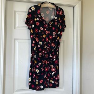 NWOT NoBo Button Front Black Floral Dress -XXXL